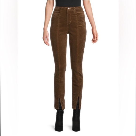 L’AGENCE Women’s Jyothi Velvet Jeans High Rise Split Ankle Fawn Brown Sz 25 NWT - Picture 10 of 13